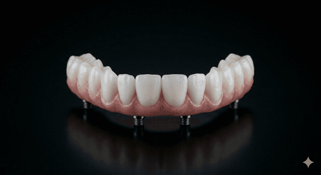 Full-arch implant bridge restoration